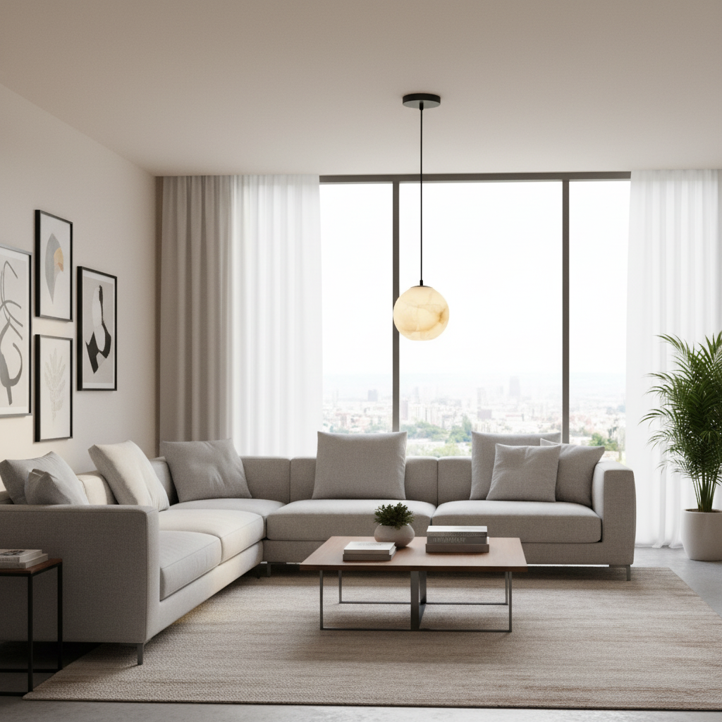 Alabaster Globe | Pendelleuchte für Esszimmer und Wohnzimmer