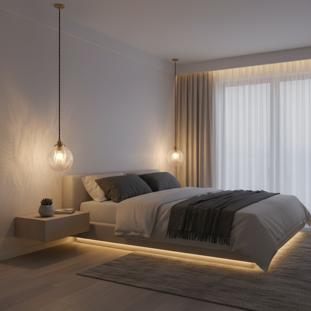 Elowyn | Pendelleuchte mit Federstruktur aus Glas
