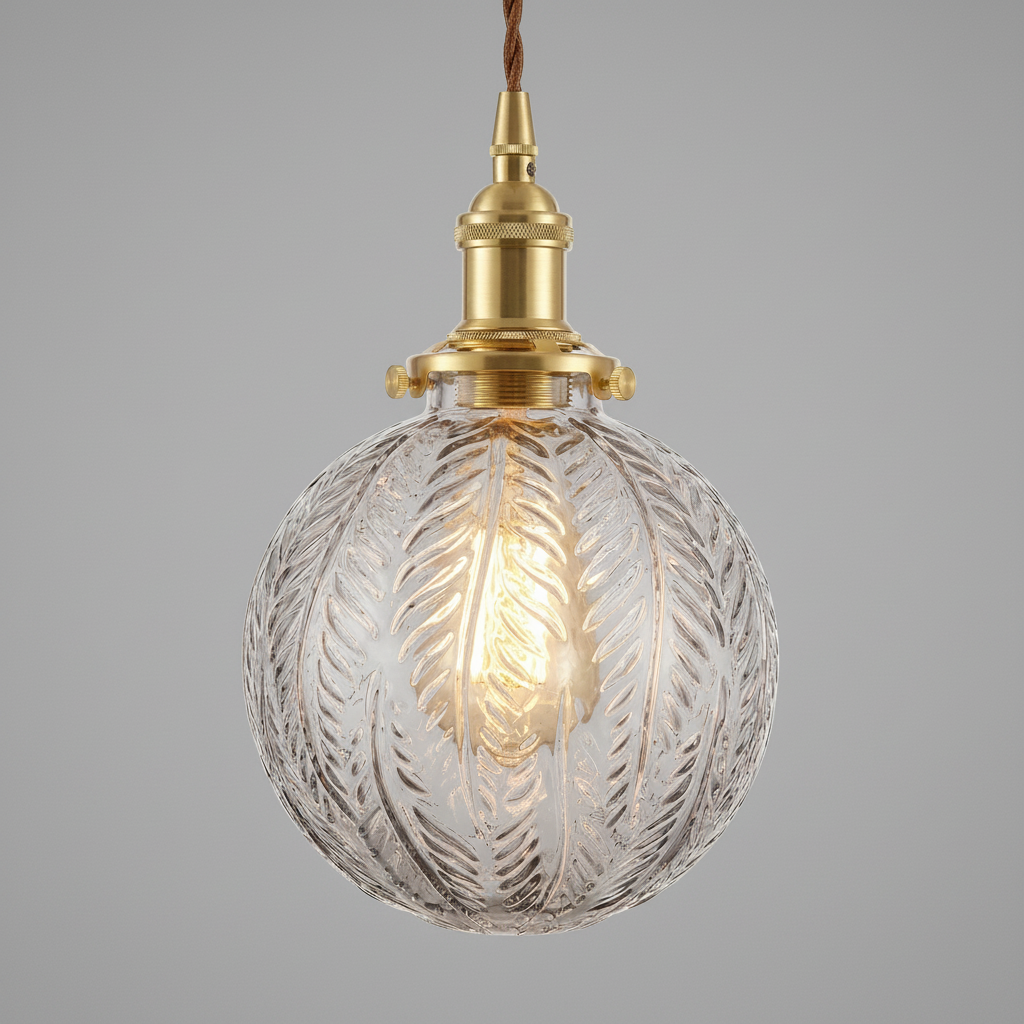 Elowyn | Pendelleuchte mit Federstruktur aus Glas