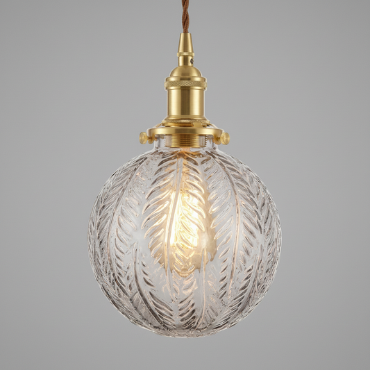 Elowyn | Pendelleuchte mit Federstruktur aus Glas