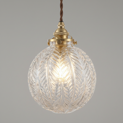 Elowyn | Pendelleuchte mit Federstruktur aus Glas
